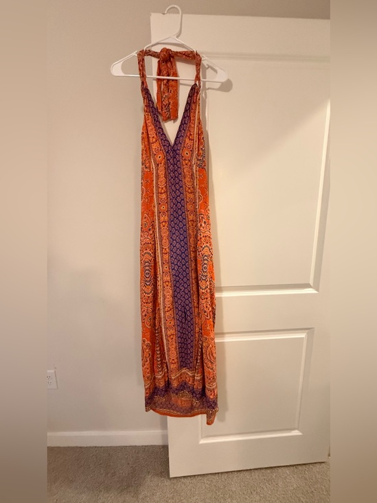 Angie Dresses & Skirts - Angie Orange & Purple Halter V-Neck Maxi Dress